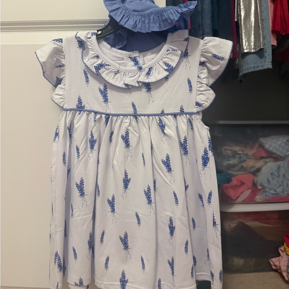 Floral Blue and White Kids Dress